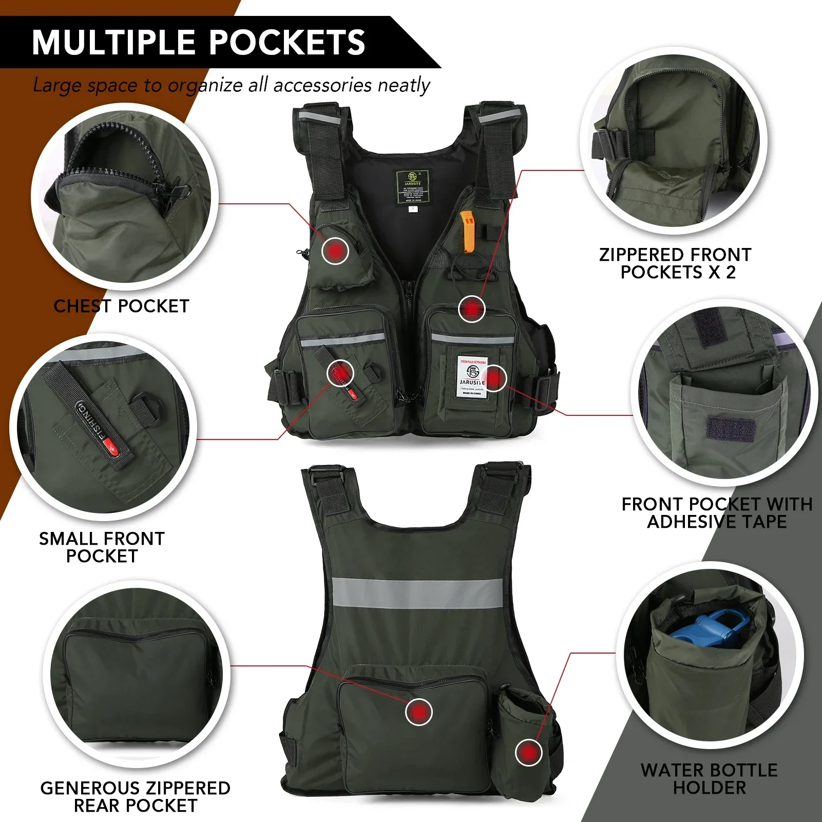Fishing Jacket Waterproof - 2026 Adult Lure Life Jacket Rock