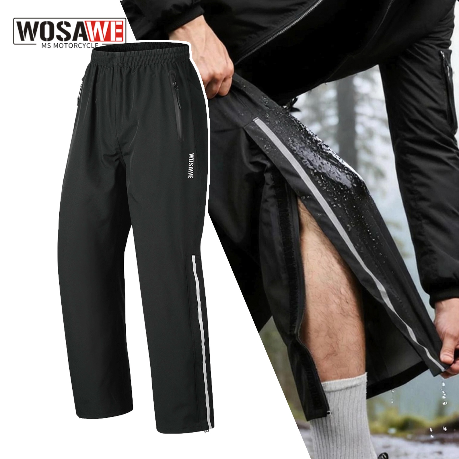 Fishing Pants Waterproof - WOSAWE Rain Pants Windproof Men Women
