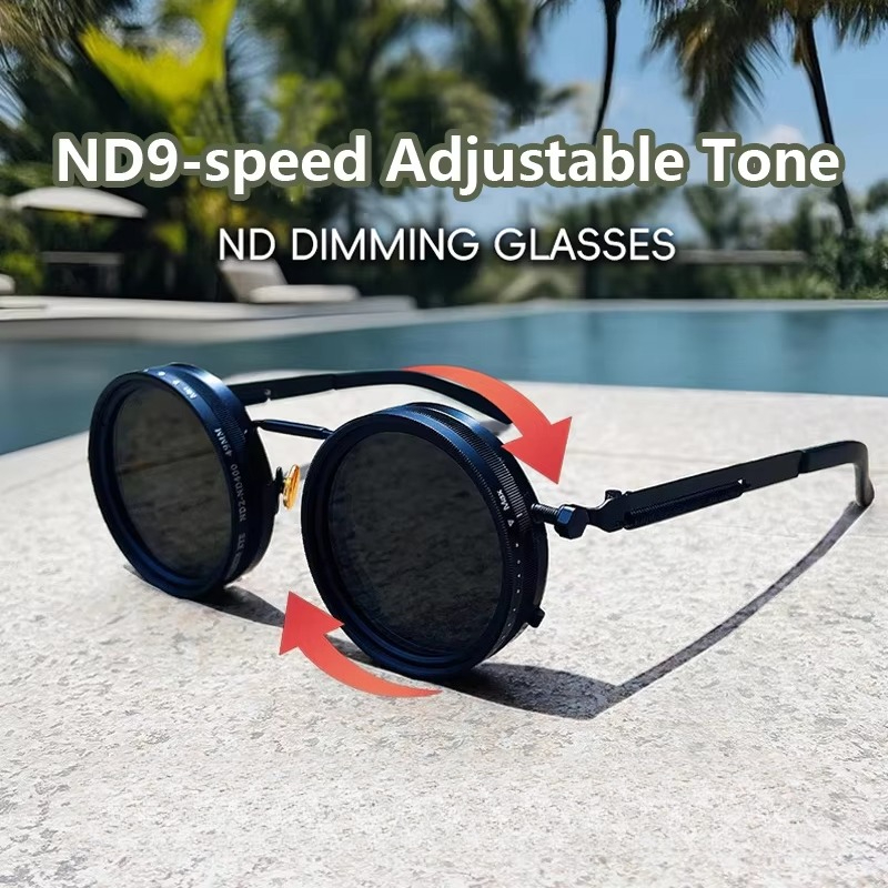 Fishing Sunglasses Polarized - Polarized Round Sunglasses ND9 Adjustable Dimming