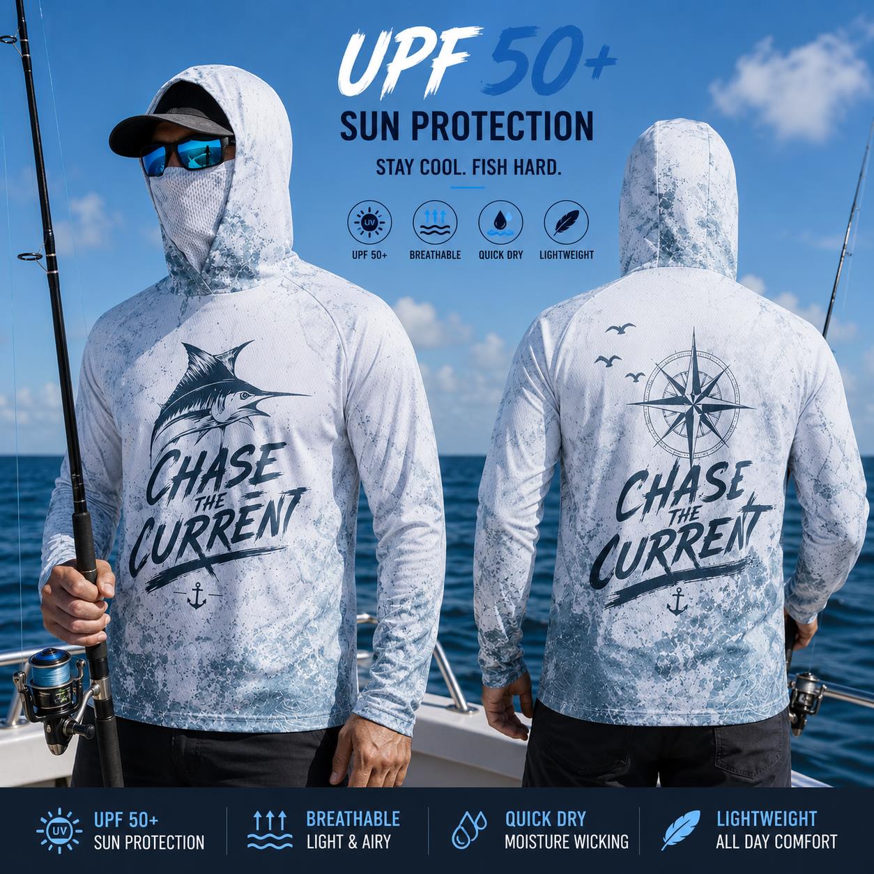 Fishing Hoodie Shirt Men Long  - Fishing Mask Sun Protection ulasan dan harga