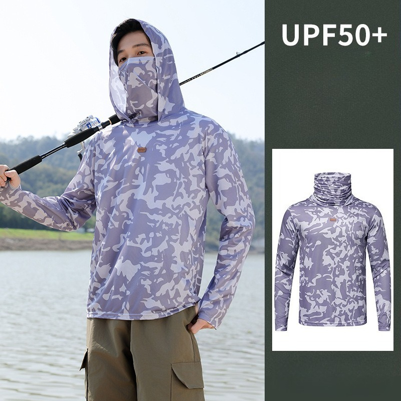 Fishing Shirt Hooded Men Sunsc - Fishing Mask Sun Protection ulasan dan harga