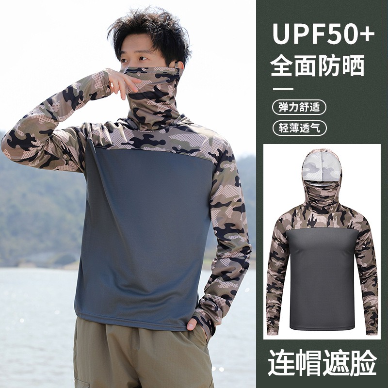 Fishing Shirt Hooded Men Sunsc - Fishing Mask Sun Protection ulasan dan harga