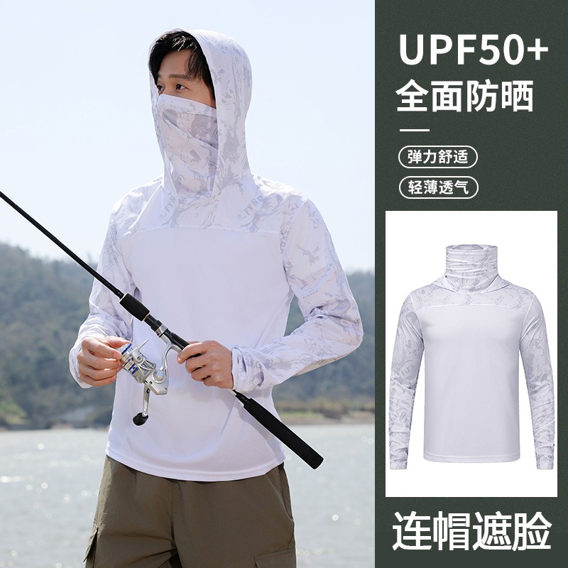 Fishing Shirt Hooded Men Sunsc - Fishing Mask Sun Protection ulasan dan harga
