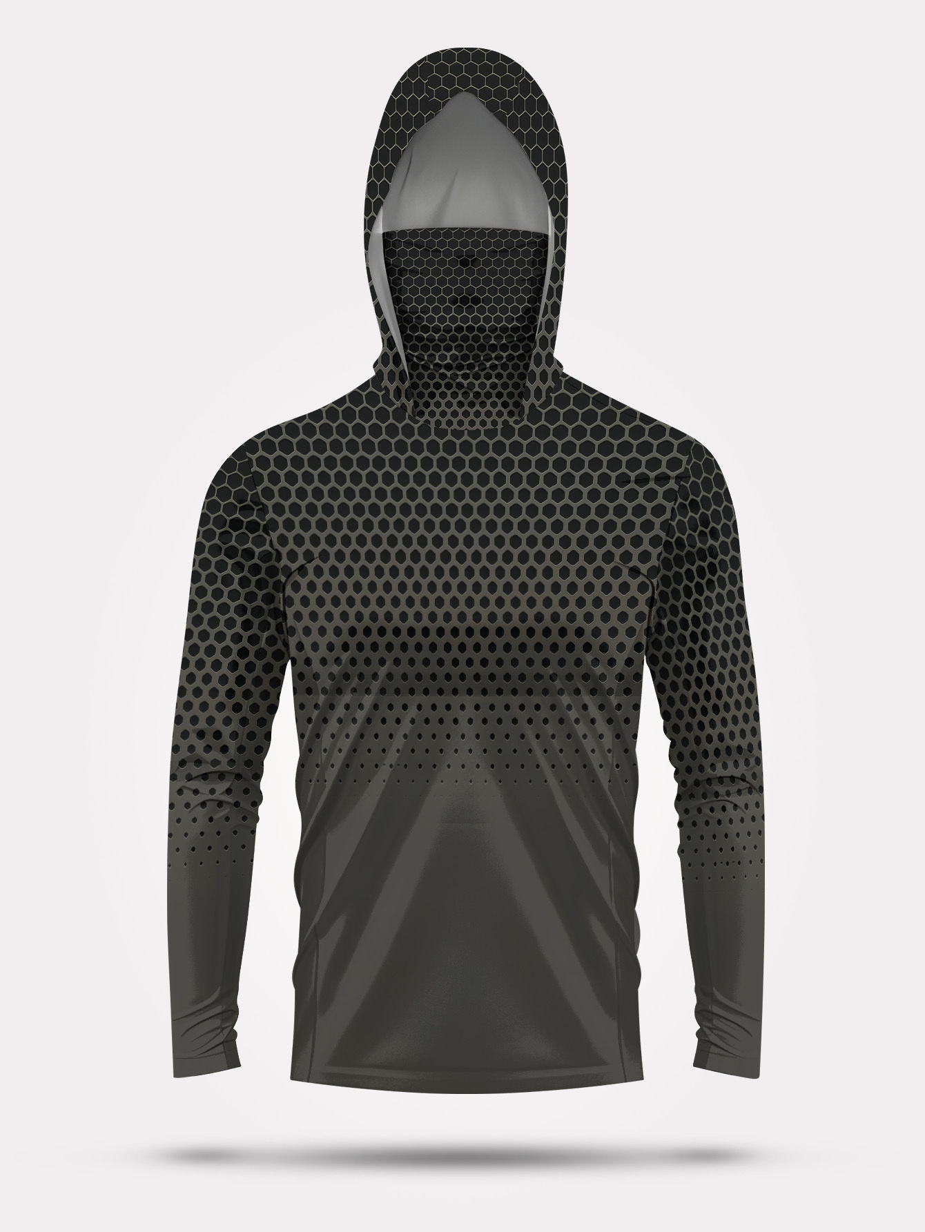 Grey Gradient Honeycomb Men Fi - Fishing Hoodie ulasan dan harga